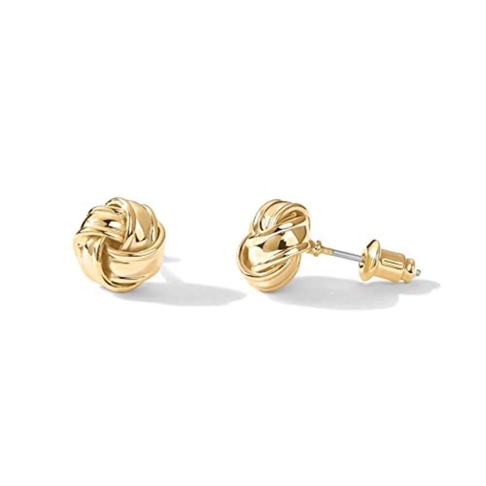 14K Gold Plated 925 Sterling Silver Post Love Knot Stud Earrings | Gold Earrings